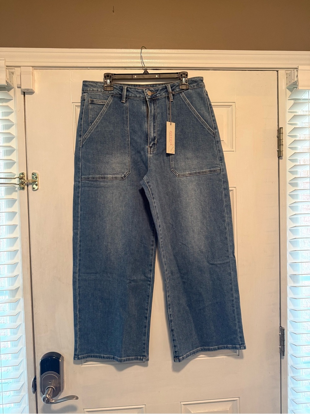 Just USA Wide Leg Women's Jeans in Mid Blue Denim